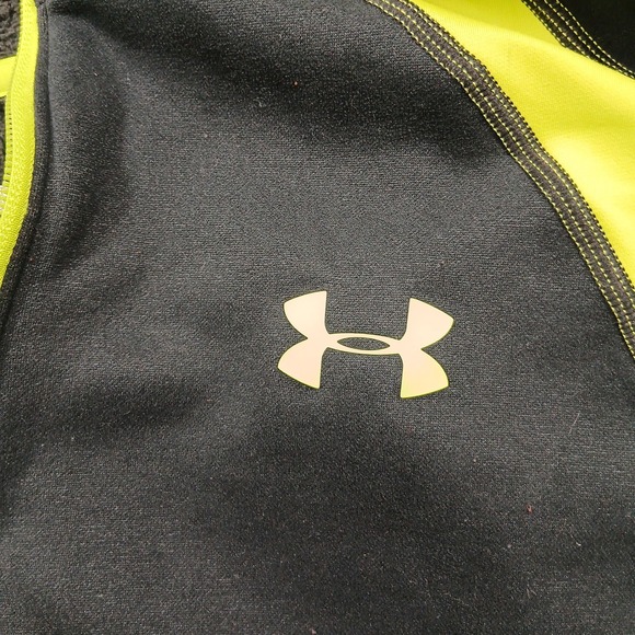 Under Armour ColdGear Quarter Zip Men's LG Black Neon Yellow Fitted - Picture 5 of 7
